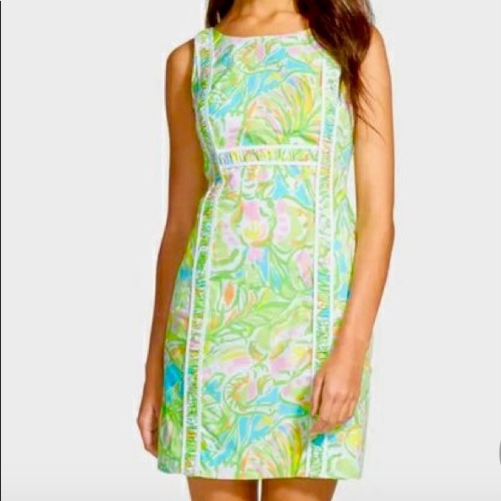 Lilly Pulitzer Sz 4 Fryer Shift Dress Elephant Ears Tropical Resort Vacation